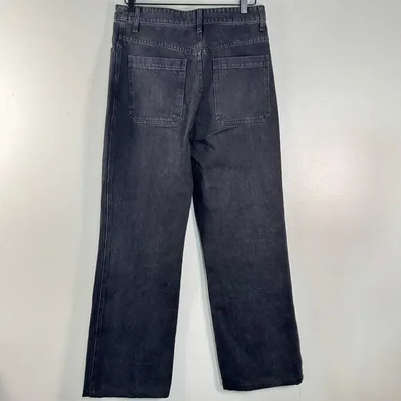 A.L.C. Hayden High Rise Seamed Wide Jeans Washed Black Cotton Womens Size 29 - Picture 6 of 10